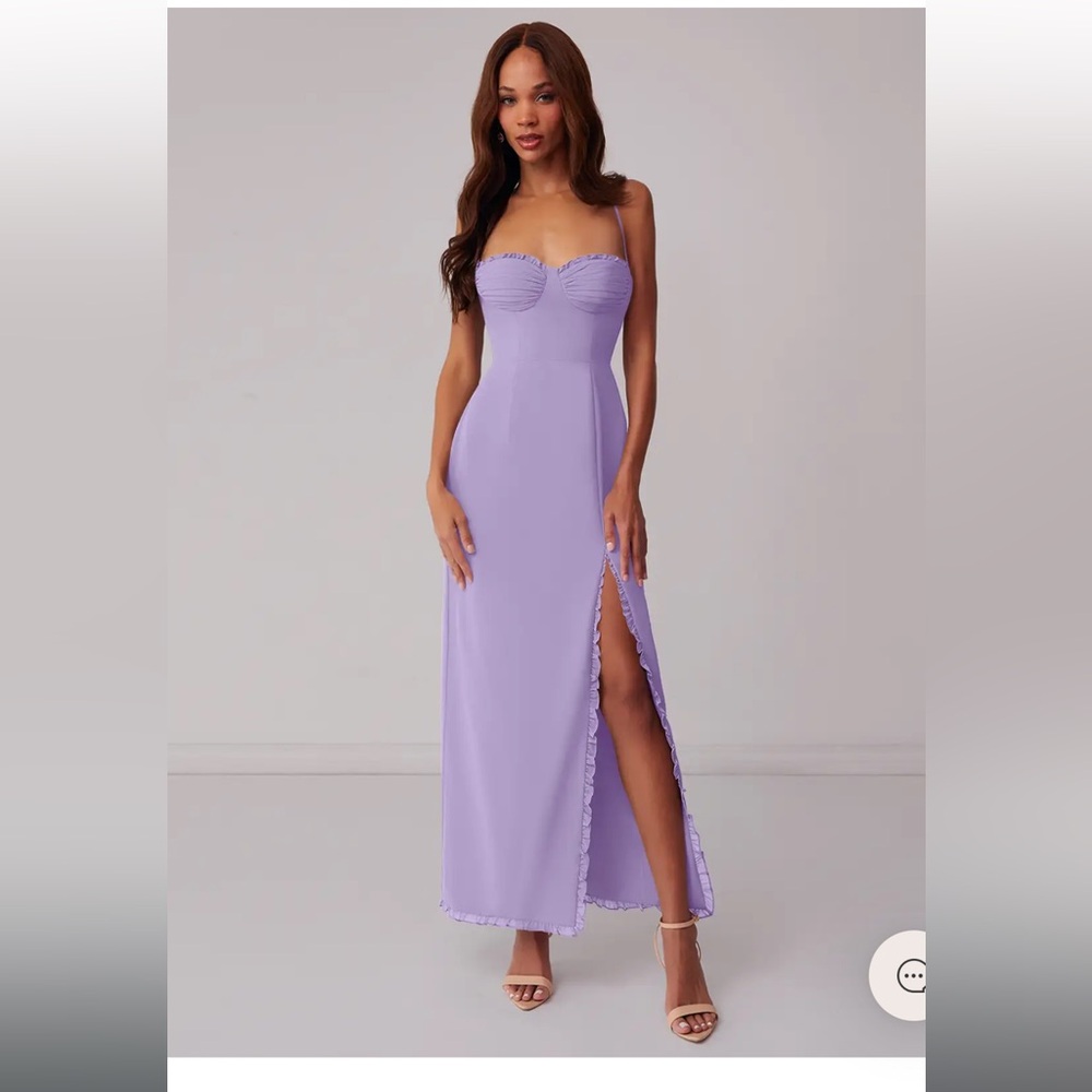 Azazie Lilac Gown with Ruffled Trim